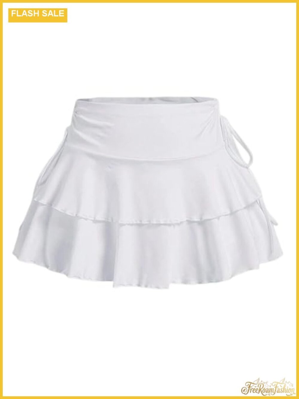 Y2K Mini Ruffle Tiered A-Line Skort with Built-in Shorts & Bow